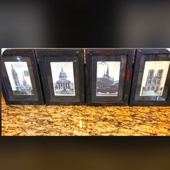 NWT ALEXANDRA'S ACCENTS Set of 4 Framed Old World French Architectural Prints 9" - Picture 1 of 8